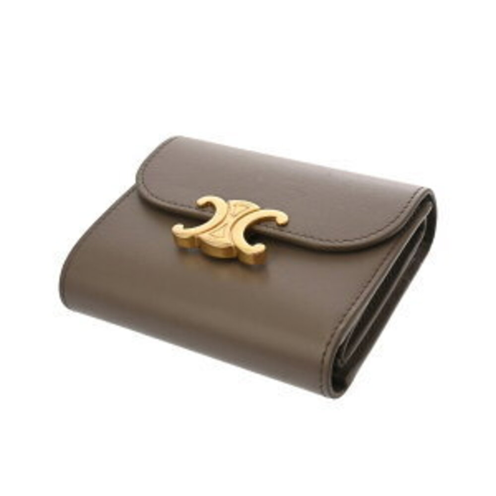 Celine Trifold Triomphe Shiny Calfskin Pebble Wallet Leather - Picture 3 of 10